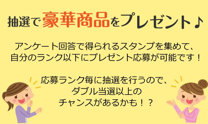 対象アンケートのご回答数に応じてレギュラー?ダイヤモンドまで 6段階のランクを判定